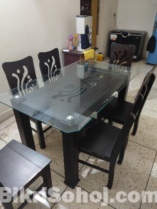 Glass Dinning table with 6 chair